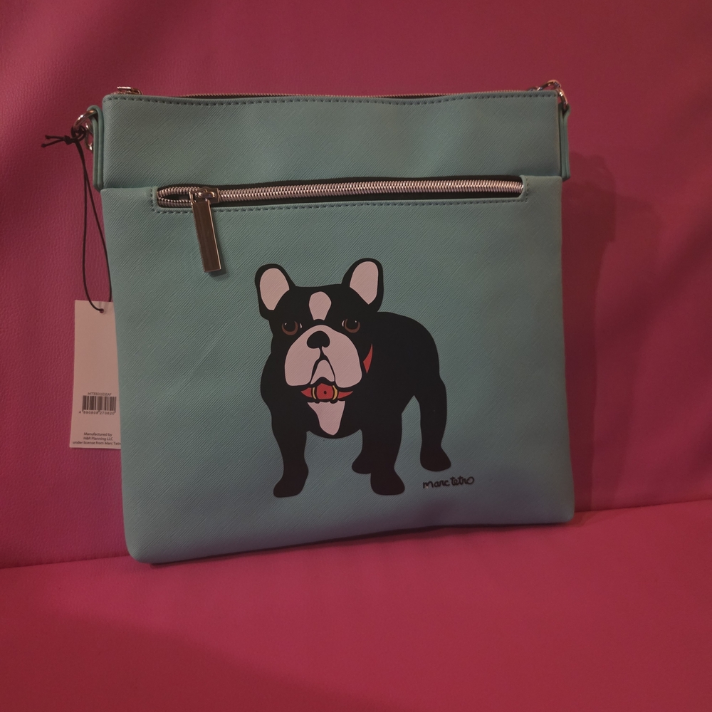 Marc B Dog Print Blue Crossbody Bag